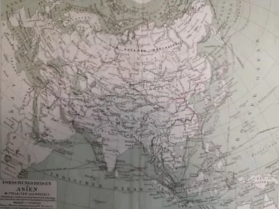 1905 ASIA CONTINENT Vintage Map China India ORIGINAL 11.5 X 9.5 Color C12-3 • $24.90