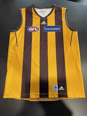 $55 • Buy Official Adidas AFL Hawthorn Hawks OnField Home Guernsey Jersey Size L