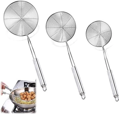 £7.49 • Buy Stainless Steel Skimmer Spoon Strainer Kitchen Mesh Sieve Ladle