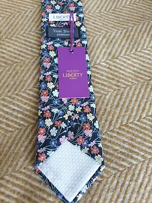 Van Buck Platinum Cotton Tie Liberty Fabric  7 .5cm • £30
