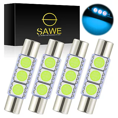 4 X SAWE Ice Blue LED Sun Visor Vanity Mirror Lights Bulbs T6 6612F 6641 28mm • $7.94