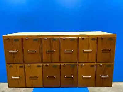 Solid Wood Antique / Vintage Wooden Locker/Cabinet With 12 Drawers • $695