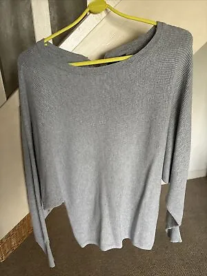 Primark Grey Batwing Jumper Size XS Zip Back Detail • £2.99