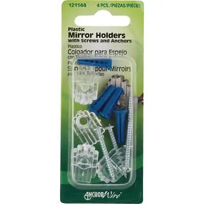 Hillman Plastic Mirror Holders & Anchors Set (4-Sets) 121144 Pack Of 10 HILLMAN • $25.31