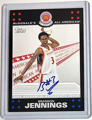 Brandon Jennings ROOKIE AUTO ON CARD 2008-09 Topps McDonald's All-American RARE • $14.99