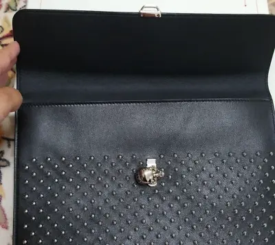 $976.75 • Buy New Unused Alexander McQueen Studs Rectangle Clutch Bag Skull Black Authentic