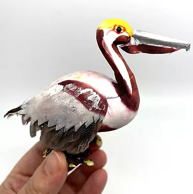 VTG Pelican Real Feathers Bird Figurine Foam Body Wire Feet Mid Century • $8.97