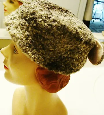 Vintage Gray Mouton Lamb's Wool Hat -#699--ON SALE • $22