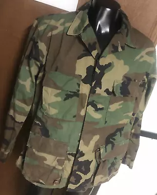 Vtg 80s US Army Woodland Camo Combat ACU Field Jacket Coat Mens L Large R USGI • $19.95