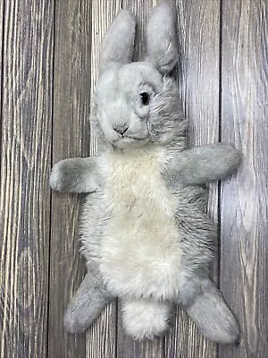 Vintage Gray White Plush Rabbit Bunny Hand Puppet 21” • $14.99