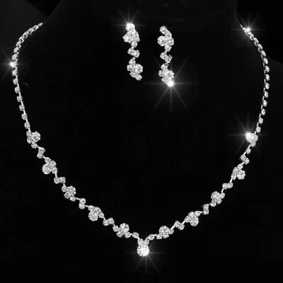 £6.78 • Buy UK Store Wedding Bridal Crystal Rhinestone Women Necklace Earrings Set Jewellery