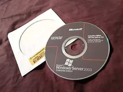 Microsoft Windows Server 2003 Enterprise Edition - 180 Day Eval With Serial #  • $15