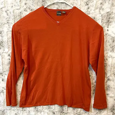 M. Gordon Mens XL Cashmere Silk Blend Sweater VNeck Orange Thin Casual • $30.25