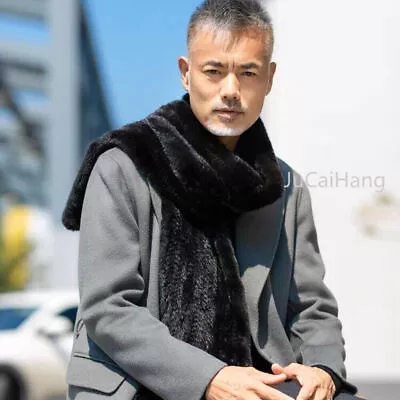 Handmade Knitted Men's Fur Scarf Real Mink Fur Winter Warm Long Shawl Scarves • $99.77