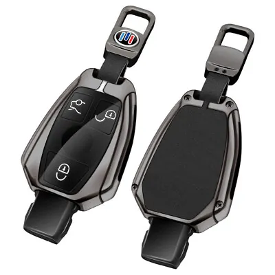 For Mercedes Benz Remote Car Key Fob Cover Case Holder Shell Chain Alloy Leather • $18.74