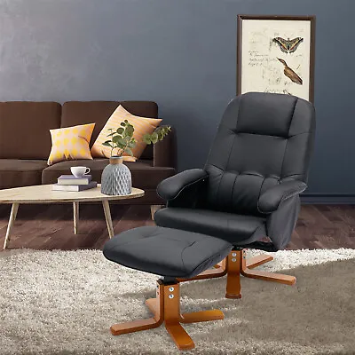 Recliner Chair With Ottoman Faux Leather Swivel Recliner Chair Lounge Armchair • $181.99