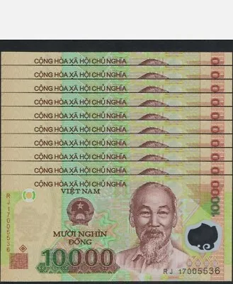 10 Pcs Vietnam 10000 (10K) Dong Banknotes Money Currency Uncirculated Polymer • $19.99