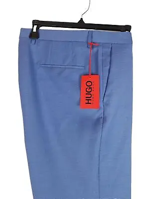 Hugo Boss Men's Slim-Fit Textured Wool Suit Pants Bright Blue 38x27 NWT *Defect* • $52.46