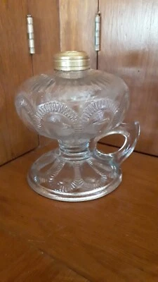 $55 • Buy ANTIQUE OIL LAMP  Attenbury Ribbed (zipper) Loop Pattern 
