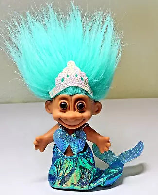 Russ Mermaid Troll Doll Vtg 5  Pearl Iridescent Outfit Aquamarine Hair #18507 • $24.99