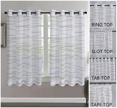 £14 • Buy A Pair Of Ring /tape/ Tab/slot Top Designed Muslin Look Sheer Curtain +tie Backs