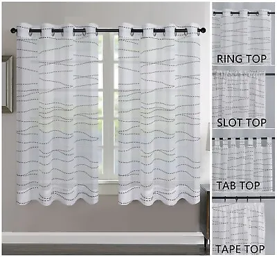 A Pair Of Ring /tape/ Tab/slot Top Designed Muslin Look Sheer Curtain +tie Backs • £15