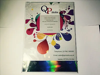 A4 White Magnetic Photo Paper For Inkjet Printershigh Gloss 640gsm (5 Sheets) • £7.70