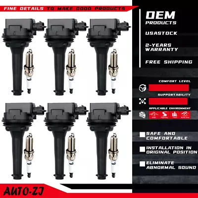 6X Ignition Coil & 6X Spark Plug OEM For 2003-05 Volvo S80 XC90 2.8L 2.9L UF341 • $73.42