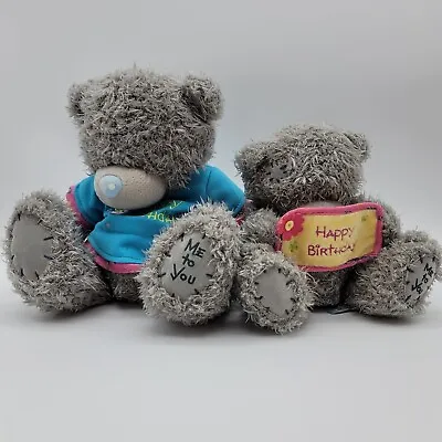 Me To You Gray Plush Teddy Bears HAPPY BIRTHDAY Plush Grey Bears Lot Of 2 • $14.99