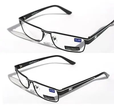 Pablo Zanetti Metal Reading Glasses Slim Rectangle Black White Reader +1.00 Up • $12.95