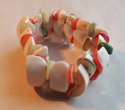 £8 • Buy Vintage 1960s Ladies Sea Shell Bracelet. Holiday Jewellery/ Tiki Ocean/ Marine