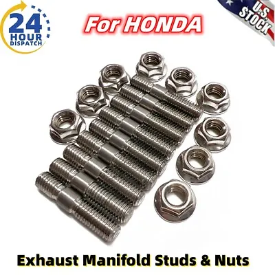 9x Exhaust Manifold Studs Kits For Honda Acura B/D Series Civic Integra B18 V3 • $12.15