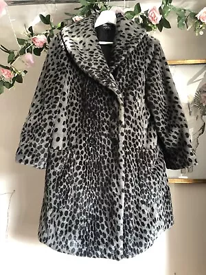 £45 • Buy Y2K Vintage Afghan Coat Jacket Leopard Animal Lazy Oaf Topshop Faux Fur Hobbs