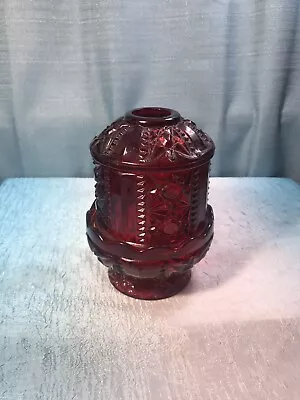 Vintage Ruby Red Flash Indiana Glass Stars And Bars Fairy Lamp Light  • $44.99