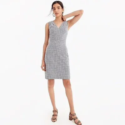 NWT J. Crew Navy & White Gingham Seersucker  Dress - US 4 Petite AU 8 • $150