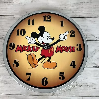 DISNEY Mickey Vintage 1996 Clock Tin Container Canister Cookies Holidays EMPTY • $8.99