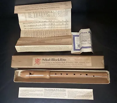 Vintage 1958 Hermann Moeck Recorder Soprano C German Box Manual Maple Wood • $55