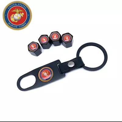 5pcs United States Marine Corps Emblem Car Wheel Tire Valve Stem Caps & USMC Key • $8