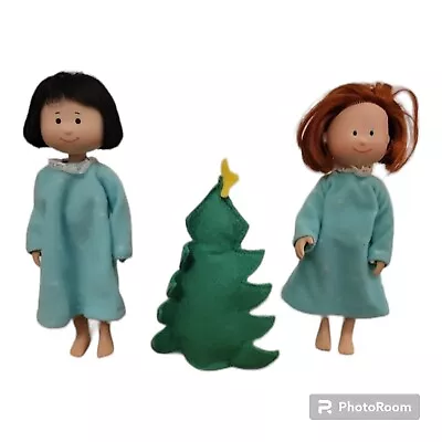 Vintage 7  Madeline & Pepito Poseable Dolls Nightgowns Rare Plush Christmas Tree • $44.88