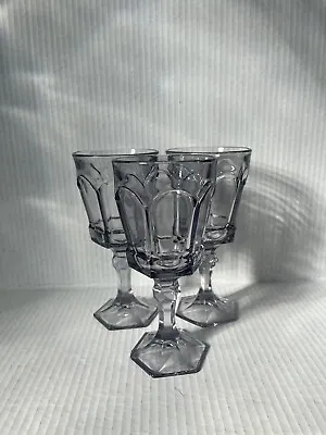 Vintage Fostoria Virginia Smoked Grey Wine Goblets Set Of 3 • $11.50