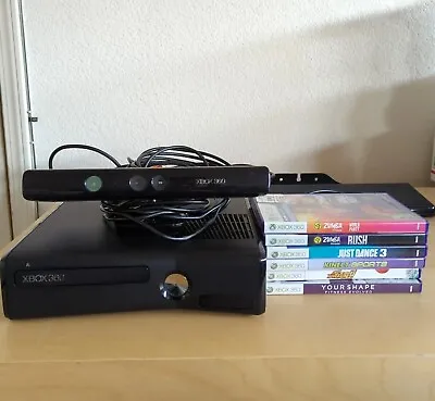 Microsoft Xbox 360 Slim W Kinect 4GB Black Console Tested Bundled Games Zumba • $79.97