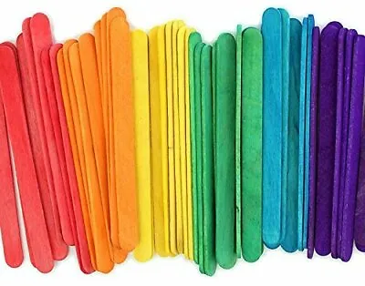 $2.50 • Buy Multi Color 4.5  Wooden Craft Popsicle Sticks - Pack Of 100 Ct