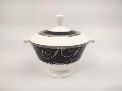 Mikasa Elegant Scroll Black Sugar Bowl With Lid • $22