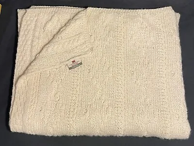 Carraig Donn Cable Knit Merino Wool Blanket Made In Ireland 76 X 44in. • $60