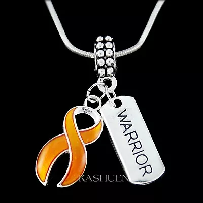 ~Orange Ribbon Cancer Awareness MS Multiple Sclerosis Leukemia Lymphoma Necklace • $29.99