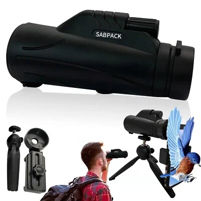 $44.99 • Buy Black 12x42 HD Monocular Starscope Telescope BAK4+Tripod US 1000 Yards View
