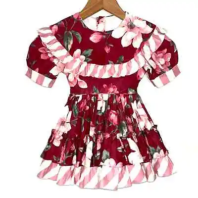 Vintage 80s Pazazz Cottagecore Floral Toddler Circle Skirt Pageant Dress • $112.50