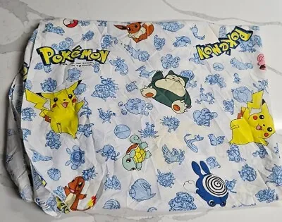 Vintage 90’s Pokemon Standard Twin Fitted Bed Sheet Pikachu Read!  • $20.95