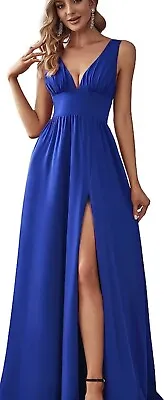Ever-Pretty Blue Women's V Neck Floor Length A Line Empire Waist Sleeveless • £32.99