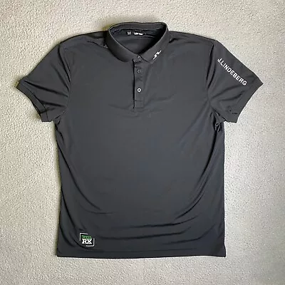 J Lindeberg Shirt Mens XL Black Polo Regular Fit Logo Golf Casual Preppy • $40.81